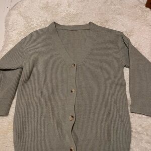 Women's Ribbed Polyester Cardigan Sweater